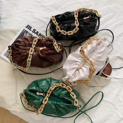 China 2022 New Fashion PU Stone Korean Soft Chain Single Shoulder Cloud Bag for sale