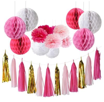 China 100% Biodegradable Baby Shower Tissue Paper Honeycomb Ball Hanging Decorations for sale