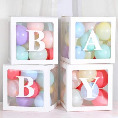 China Eco-Friendly Party Decoration Supplies 4 PCS DIY Transparent Clear Baby Shower Boxes Creative Letter for sale