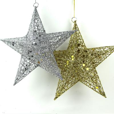 China Wholesale Decorative Hotel Christmas Tree Glitter Metal Christmas Star Flash Decorations for sale