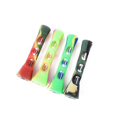 China Viable Wholesale Colorful Glass Meth Smoking Pipe Water Tobacco Pipe Weed With Silicone Cover for sale