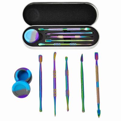 China 6 Pack Heatable Stainless Dab Dabber Carving Tool Kit Kit With Wax Silicone Pot Container for sale