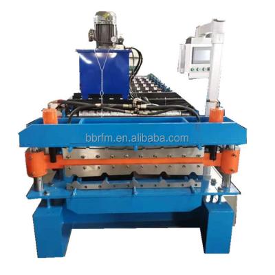 China Construction worksÂ   60m/min high speed double layer roll forming machine with 10t hydraulic decoiler with automatic stacker for sale