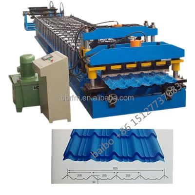 China Construction worksÂ   Roofing Sheet Forming Line / Glazed Step Tile Steelmaking Roll Forming Machine for sale