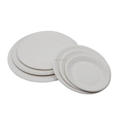 China Eco-Friendly Disposable Biodegradable Food Tomato Dishes Sugar Cane Bagasse Paper Pulp Mold Plates 9 Inch Round Dish for sale