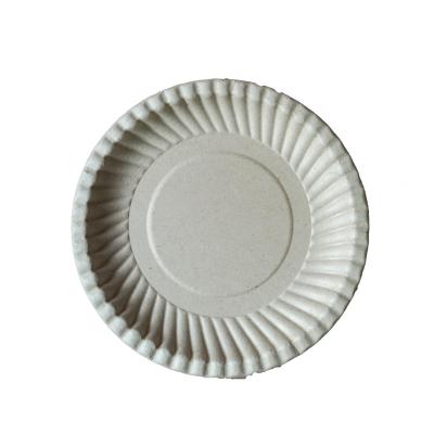 China Disposable Biodegradable Food Tomato Dishes Sugar Cane Bagasse Paper Pulp Mold Plates 7 Inch PFAS Free Dish for sale