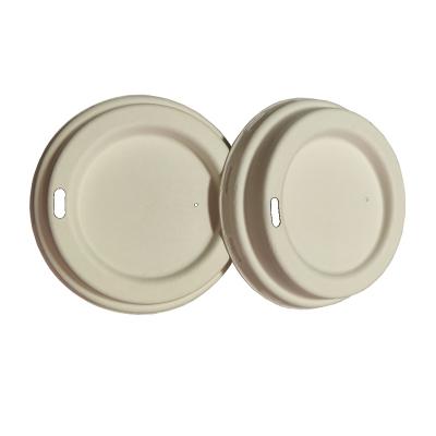 China Food Tomato Sugarcane Pulp 80mm 90mm Bagasse Coffee Cup Eco-friendly Biodegradable Disposable Lid for sale