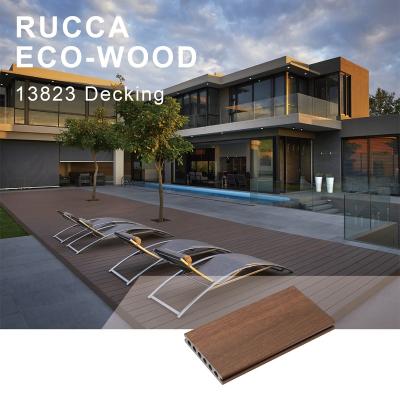 China Low Maintenance China New 3d Technology Embossed Crack-Resistant Wpc Solid Wood Plastic Composite Panel Flooring / Co Extrusion Cavity Exterior Deck for sale