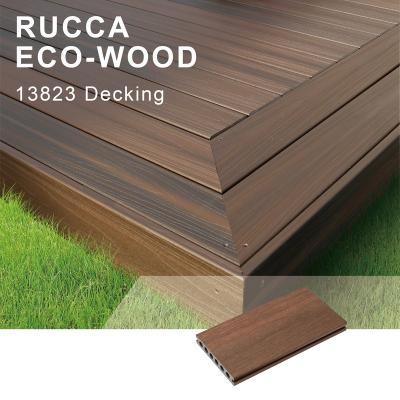 China Anti-UV Eco-friendly Extruded Wood Plastic Composite Flooring Wpc Terrace Decking Low Maintenance for sale