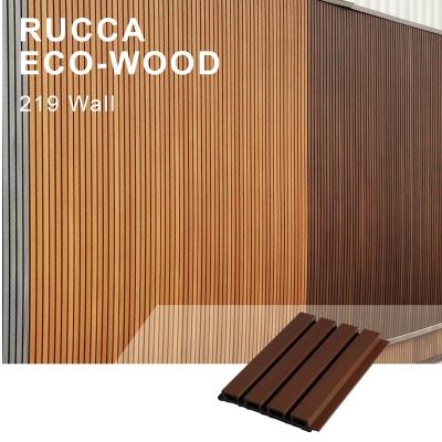 China Waterproof Compound Exterior Wood Panels Contemporary PVC 3d Wall Panel For Building Material 219*26mm Exterior Decorative Wall Panel for sale