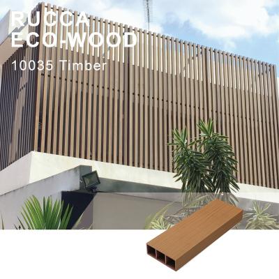 China Rucca Timber Waterproof Wooden Plastic Composite Hollow Tube, Lumber For Exterior Wall Decoration 100*35mm Guangdong China for sale