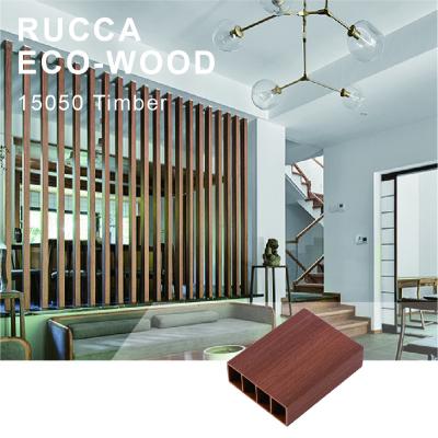 China Contemporary Wood and Plastic Composite Foshan Ruccawood WPC/PVC Timber Partition Decoration Tube 150*50mm Screening Design for sale