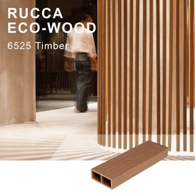 China Contemporary Plastic Composite Ceiling Tiles Suspended Ceiling Decoration Rucca Wooden Interior False Ceiling WPC Strip 65*25mm for sale