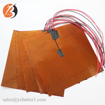 China Industrial Heater 24v 500w pi Heater Polyimide Foil Thermofoil Heaters for 3D Printer for sale