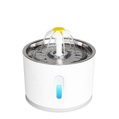 China Feeder 2.4L Automatic Flower Light Vision Stainless Steel Filter Pet Pet Cat and Dog Automatic Water Dispenser for sale