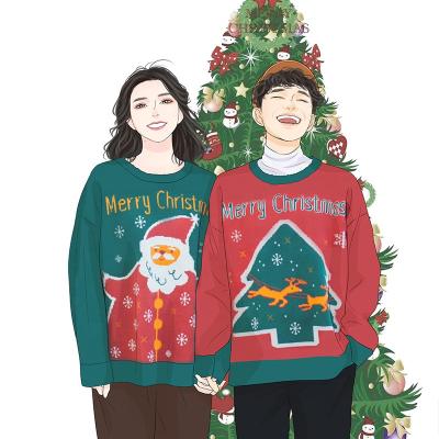 China Newcomer Christmas lovers anti-pilling Christmas tree and snowman printing Christmas sweater for sale