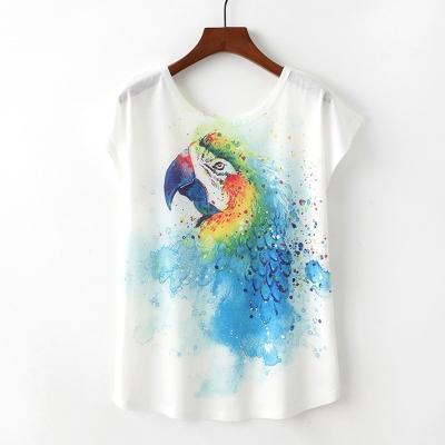 China Anti-pilling Loose Women's Parrot Color Short Sleeve Sweater Shirt for sale