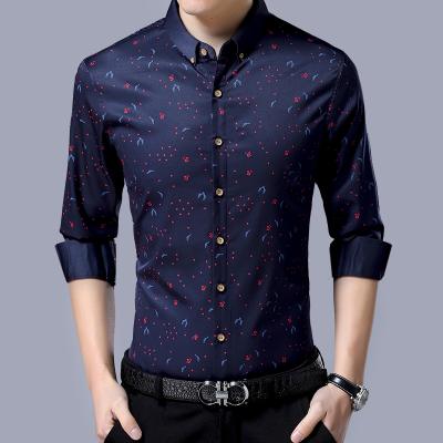 China Hot Selling New Arrival Style Men's Formal Loose Print Long Shirt Anti-pilling Blouse Shirt for sale