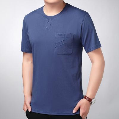 China Wholesale Crewneck Old Man Short Sleeve Cotton Anti-Shrink Plus Size Solid Color Cheap Man Shirt for sale