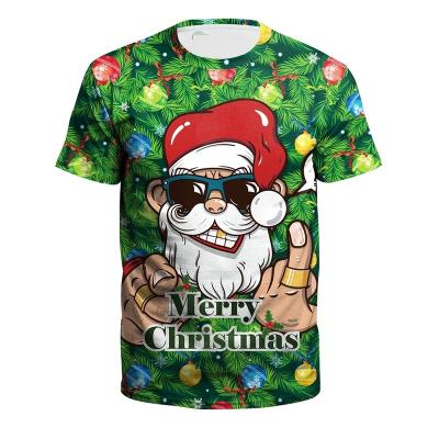 China Custom QUICK DRY Mens Gym Wear Christmas Santa T-shirt Fitness Casual Sports Fitted T Shirt Plus Size Mens T Shirt for sale