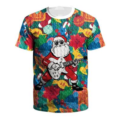 China Custom QUICK DRY Mens Gym Wear Christmas Santa T-shirt Fitness Casual Sports Fitted T Shirt Plus Size Mens T Shirt for sale