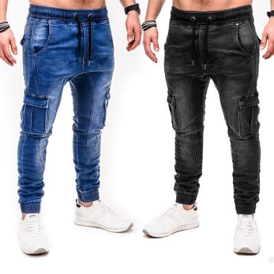 China Dongguan Breathable Custom Destroyed Denim Ripped Wind Straight Thin Hip Hop Men's Jeans-Purple for sale