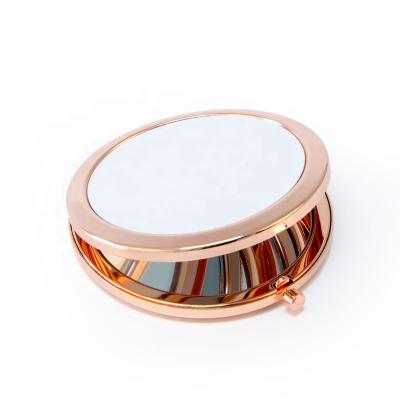 China FREE SHIPPING Magnifying Rose Gold Sublimation Compact Mirror With Dish Disc Makeup DIY Mirror Set for sale