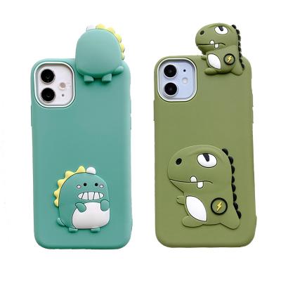 China 3D Cartoon Dinosaur Case For iPhone 12 Pro 11 Max XR XS 7 8 Plus 6 6S Soft Silicone Back Cover 12 Se 2020 Ainmals Cute Case for sale