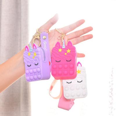 China 2021 Fashion Kids Silicone Soft Push Bubble Doll Cross - Body Hand Money Bag Child Unicorn Pushing Person Toy Pushing Coin Purse For Child for sale