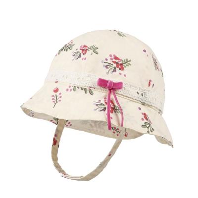 China Wholesale Picture Kaavie Cotton Toddler Bucket Summer Hat Floral Print Baby Hat With Bow for sale