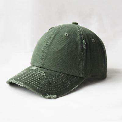 China Guangzhou Kaavie JOINT Hats Factory Wholesale Plain White Distressed Dad Hat Olive Green for sale