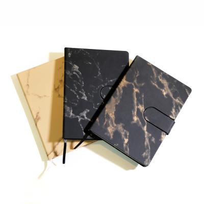 China Custom Printed Hardcover Different Colors Marble Logo Hardcover Notebook with Magnet Belt Hard Cover Journal for sale