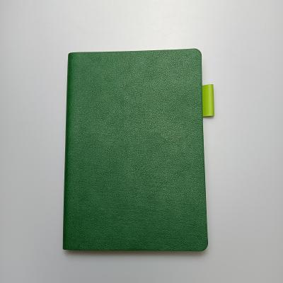 China Custom Hardcover Maker Direct Hardcover Notebook Business Travel School PU Green Notebook With Pen for sale