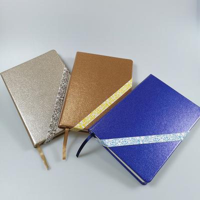 China Luxury Student Diary Notebook Manufacturers Logo Glitter Notebook With Ribbon custom made hardcover book cover book for sale