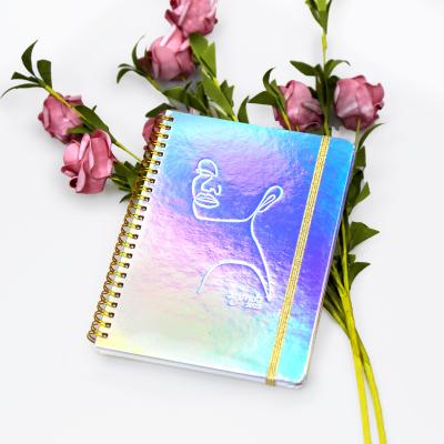 China Custom Made New Design Hardcover A5 Spiral Notebook Hot Colorful and Golden Corner Notebooks Planners for sale