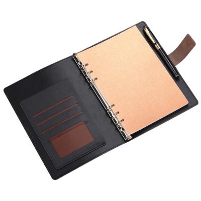 China Wallet Cash Envelopes Budget Leather Binder Ring Leather Clear Pocket Notebook Cover 6 PU Spiral Wholesale A5 A6 for sale