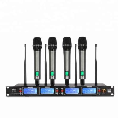 China Wireless Whole Metal Headset Microphone UHF Handheld Microphone Transmistter 4 System Excellent For Stage Karaoke for sale