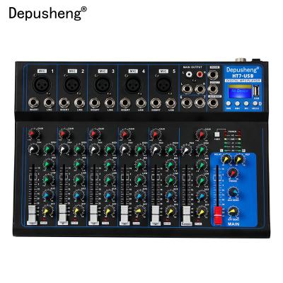 China Perfect Depusheng HT7 Live Performance Usb Portable Sound Performance Recording DJ Dedicated 7 Channel Audio Mixer for sale