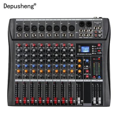 China Effect Depusheng DX8 Professional Performance 8 Channel Karaoke Mixer USB Live Interface DJ Mixer Audio Mixer for sale