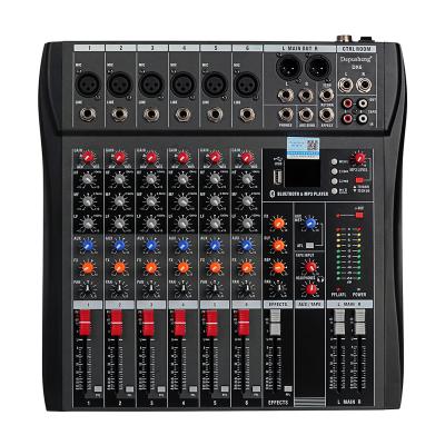 China Depusheng DX6 Profesional Six-part Effect Mixing Console 48V Phantonpower Supply DJ Audio Mixer for sale