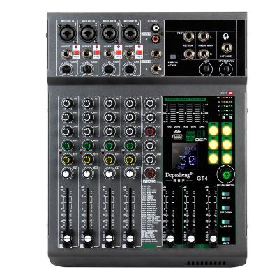 China Disco\bar\club\Depusheng GT4 99 Home Hot Selling Digital Effects 4 Channel Powerful Amplifier Portable Built-in Types Audio Mixer for sale