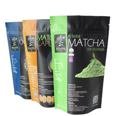 China Recyclable Packaging Mylar Smell Proof Matte Holder Up Zipper Matcha Powder Packaging Plastic Bag for sale