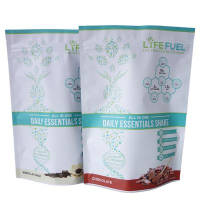 China Recyclable Custom Printed Plastic Laminated Matte Food Grade Packaging Protein Powder Stand Up Zipper Pouch for sale