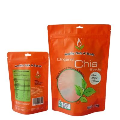 China Moisture Proof Holder Up Chia Seeds Packaging Pouch Zipper Food Holder Plastic Bags for sale