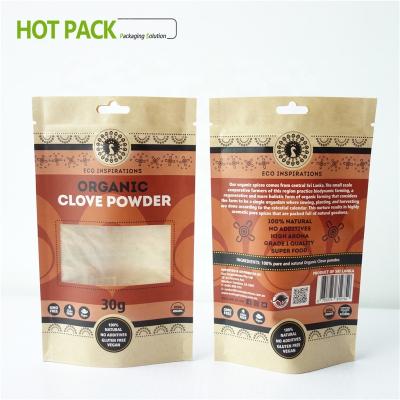 China Organic Food Clove Kraft Powder Stand Up Wrapping Paper Holder Up Pouches for sale