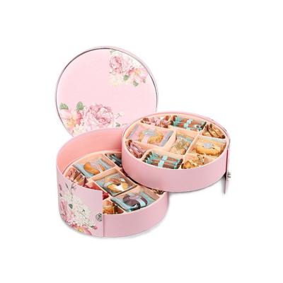 China Disposable Empty Cardboard Round Cookie Display Box Pink Cookie Box Branded Cardboard Round Cookie Box For Guest for sale