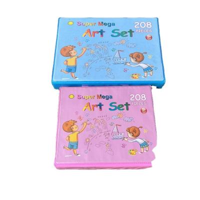 China Super Mega Arte DIY School Gift Kids School DIY Gift Set 208pcs With Oil Pastels Colored Pencils Painting Brush Painting Drawing Board for sale