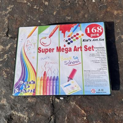 China Super Mega Kids Gift /school 168pcs DIY Stationery Art Set Kids Gift, Water Color Painting Drawing Marker With Plastic Box for sale