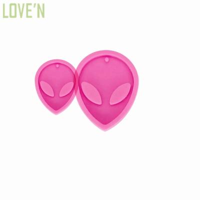 China Viable LOVE'N LV155K DIY handmade resina charms mold stencil shiny alien silicone head chain mold for jewelry earring making for sale