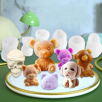 China LOVE'N LV035B 3D Teddy Bear Ice Block Mold Ice Hockey Skulls Lattice Silicone Viable Animal Ice Mold Baking Tools for sale